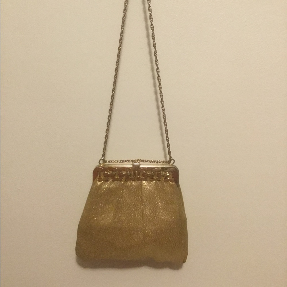 Vintage 1960s Gold Fabric Purse